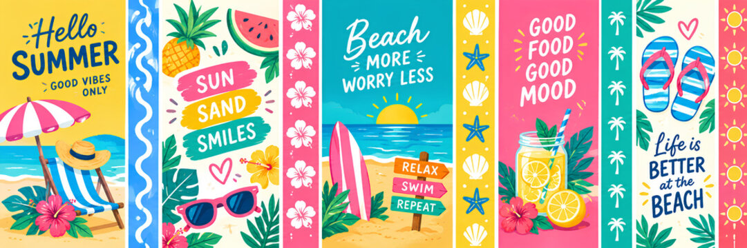 Hello summer, beach vibes illustration vector 