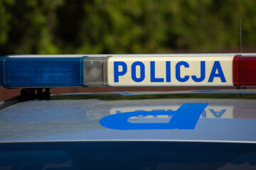 Police Car Roof Lights at an Accident Scene in Poland © dominikspalek.pl