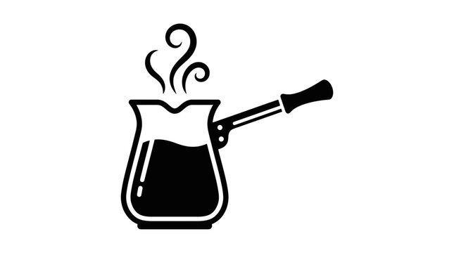 Turkish coffee cezve silhouette with rising hot steam