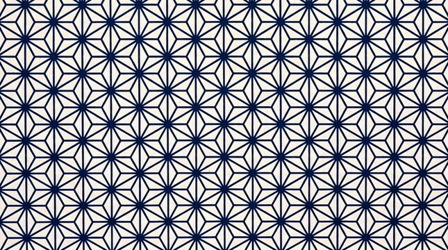 Seamless asanoha hemp leaf pattern in deep blue on dark indigo background for modern design projects