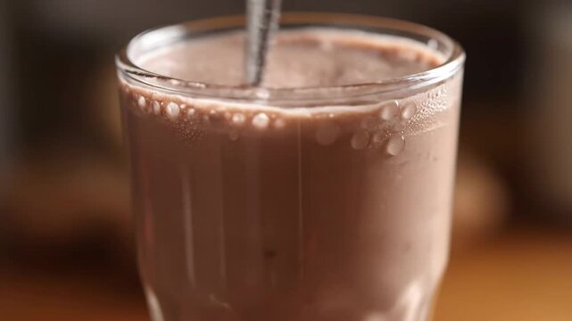 Serbian chocolate milkshake drink close-up presentation