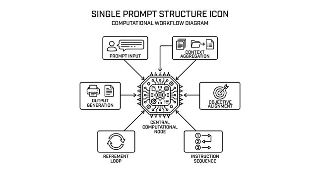 Single Prompt Structure Icon Computational Workflow Diagram.