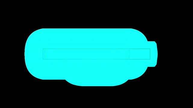 Glowing cyan loading bar animation on transparent background