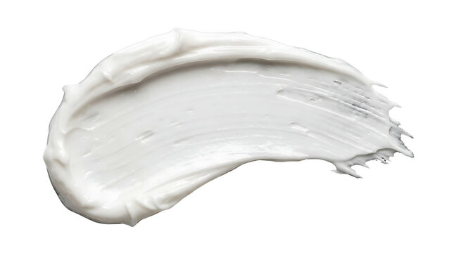 Soft White Cosmetic Face Cream Smear Texture Isolated on a Pure White Background