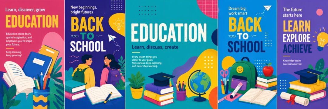 Welcome back to school vector illustration, education vibes, 