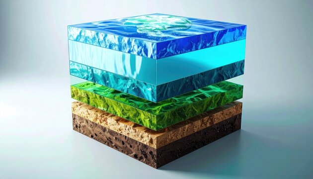 Layered earth sections with water soil.