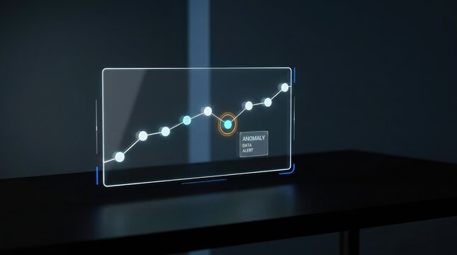 Data anomaly alert on digital network chart with glowing nodes