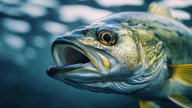 Detailed shot of fish open mouth