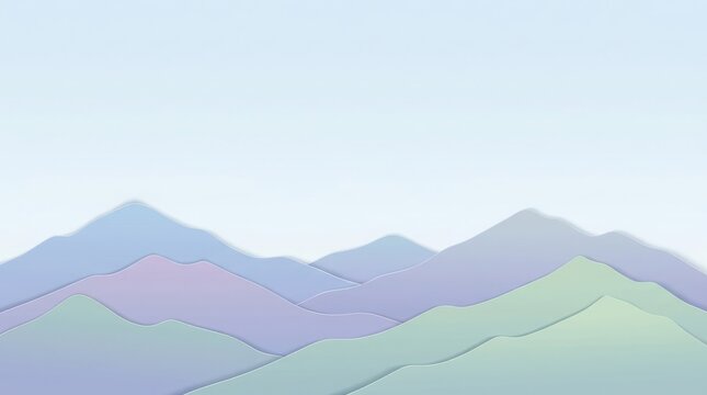 Abstract pastel landscape with rolling hills and a soft gradient sky