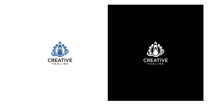 Creative castle lightbulb logo design template in blue and white variations