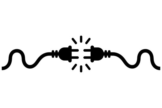 Electric socket with a plug. Connection and disconnection concept. Concept of 404 error connection. Electric plug and outlet socket unplugged. Wire, cable of energy disconnect &ndash; vector