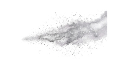Fototapeta premium Horizontal grey particle mist spray effect isolated with horizontal burst on transparent background