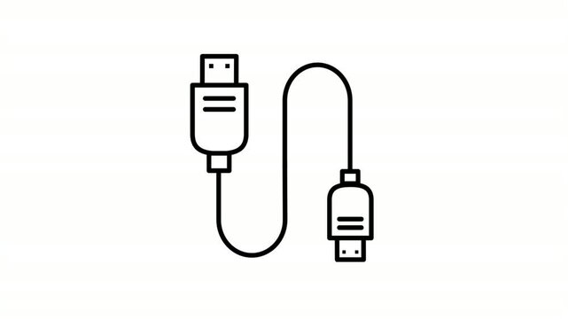 USB animated icon showing dual-ended USB cable hardware outline