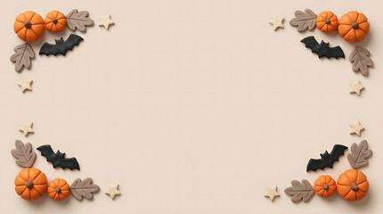 Fototapeta premium A festive halloween frame featuring pumpkins leaves and spooky elements for autumn celebrations and designs