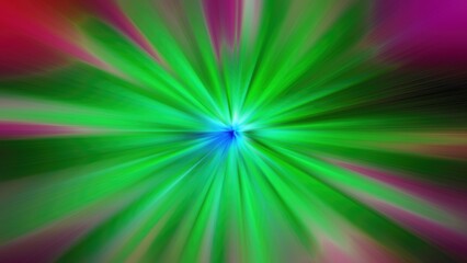 Obraz premium Abstract radial burst of green light rays streaming from a blue center