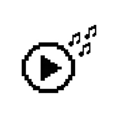 Fototapeta premium Play button music notes pixel