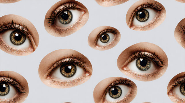 Surreal Abstract Seamless Background Featuring Human Eyes