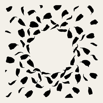 Falling petals circular pattern for wedding or funeral decorative framing.