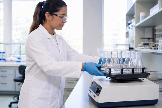 Research Student Using Orbital Shaker