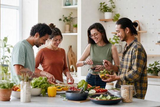 Friends Preparing Healthy Meal