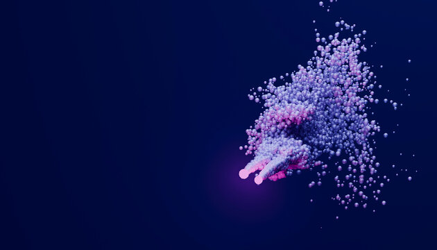 Abstract 3d render of floating particles creating a digital art effect