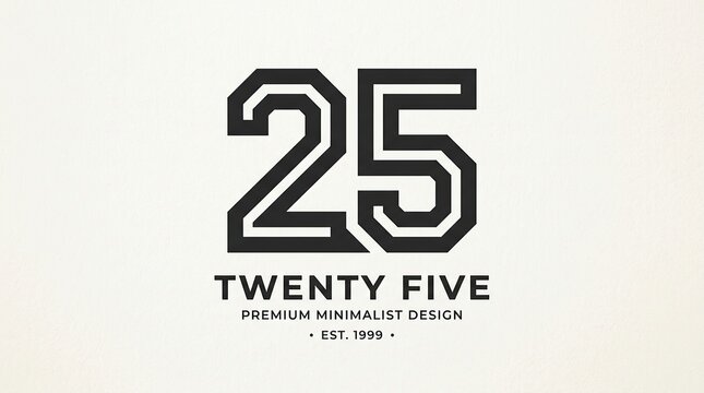 Number 25 logo design with bold typography and vintage aesthetic for anniversary branding.