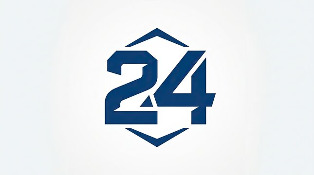 Number 24 logo design in a geometric hexagon frame for corporate branding and identity.