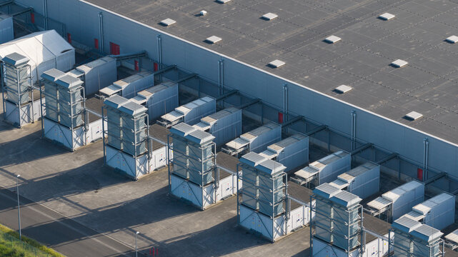 Aerial view of Massive Hyperscale Data Center in Saint-Ghislain Belgium