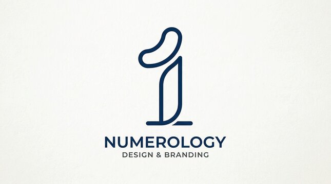 Modern numerology logo design with elegant number one symbol and clean branding typography