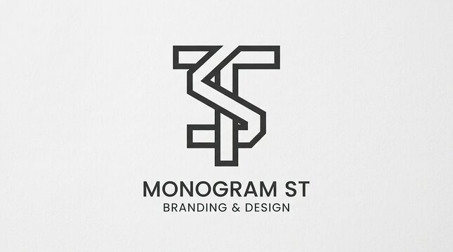 Modern minimalist monogram ST logo design for corporate branding and identity projects