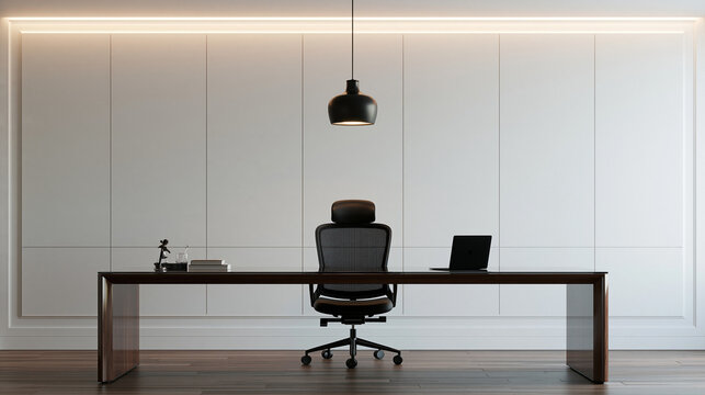 Modern Executive Office Desk in Minimalist Interior