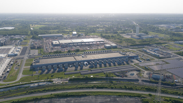 Aerial view of Massive Hyperscale Data Center in Saint-Ghislain Belgium