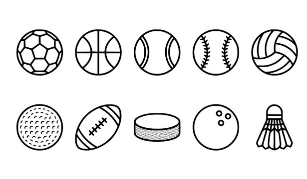 Sports ball icon set with soccer basketball tennis baseball volleyball and golf vector