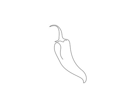 Simple line drawing of a chili pepper, featuring a slender, elongated shape with a curved stem.