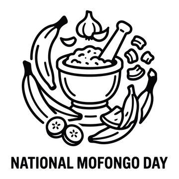 National mofongo day illustration with plantains garlic and traditional cooking tools
