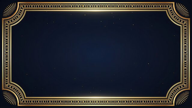 Classic navy blue and gold ornamental rectangular frame