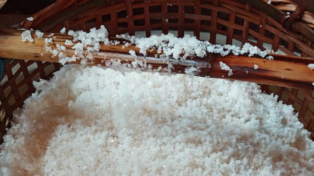 Natural Rock Salt Crystals  in basket