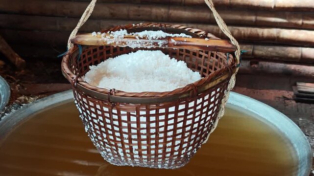 Natural Rock Salt Crystals  in basket