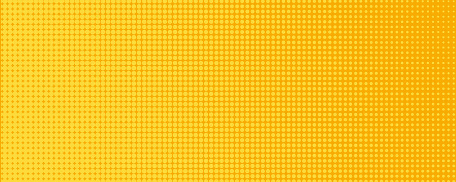 Yellow orange halftone pattern. Retro comic gradient background. Square pixilated dot cartoon texture.vector ilustrasion,