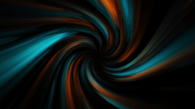 Blue and Orange Vortex Tunnel Motion Background, Swirling Light Streaks Rotating in Dark Abyss Abstract Animation Loop for Cinematic Transitions and Broadcast Motion Graphics Projects