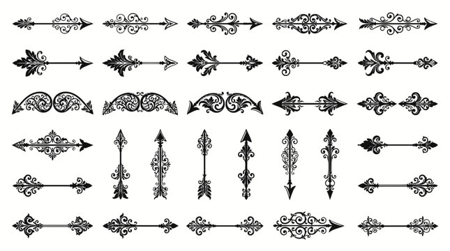 Victorian callout arrows set with ornate flourishes and decorative elements featuring callouts