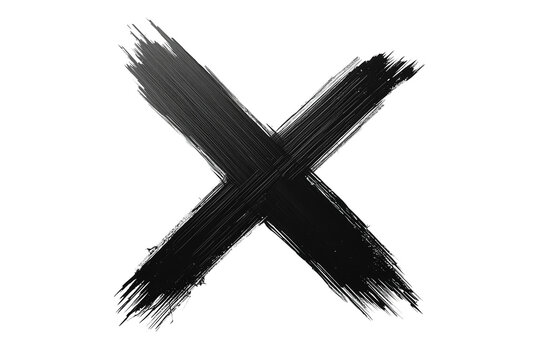 Black painted cross mark isolated on transparent background