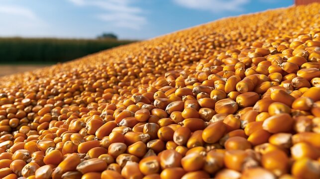Abundant Harvest of Golden Corn Kernels Ready for Storage and Processing in Agricultural Field