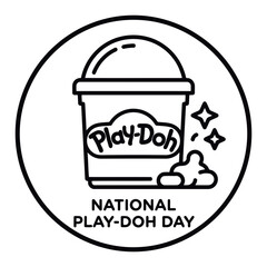 Fototapeta premium National play doh day illustration with container and sparkles in a circular design