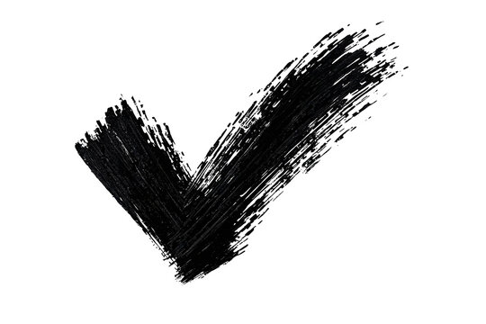 Black painted check mark isolated on transparent background