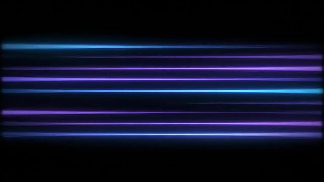 Dynamic abstract glowing lines in blue and purple, forming a sleek futuristic light pattern, representing speed and technology for science fiction backdrops, tech presentations