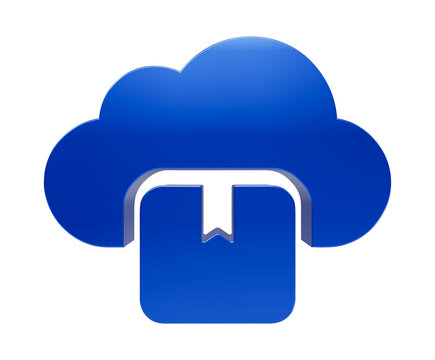 A vibrant glossy 3d rendering depicts a cloud shape lifting a box symbolizing data transfer or storage isolated on transparent background
