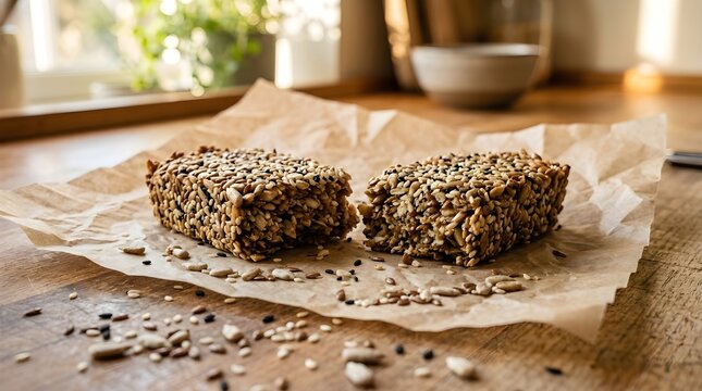 Healthy Sesame Seed Energy Bars with Nutty Flavor and Chewy Texture