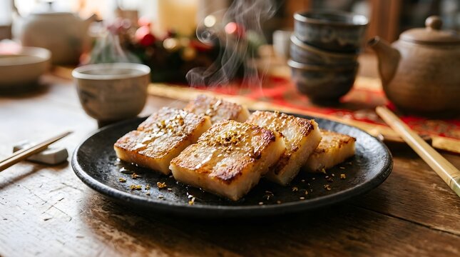 Crispy Grilled Pork Belly Slices with Glaze on Hot Stone Plate