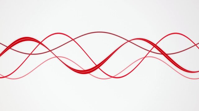 Curved red wave lines flow horizontally in a seamless loop